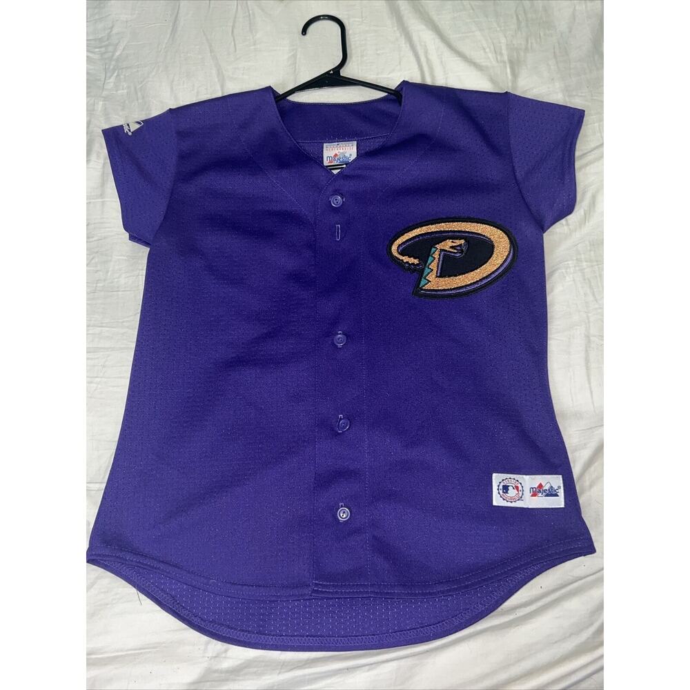 VTG Women's Small Majestic MLB Arizona Diamondbacks Baseball Jersey Purple